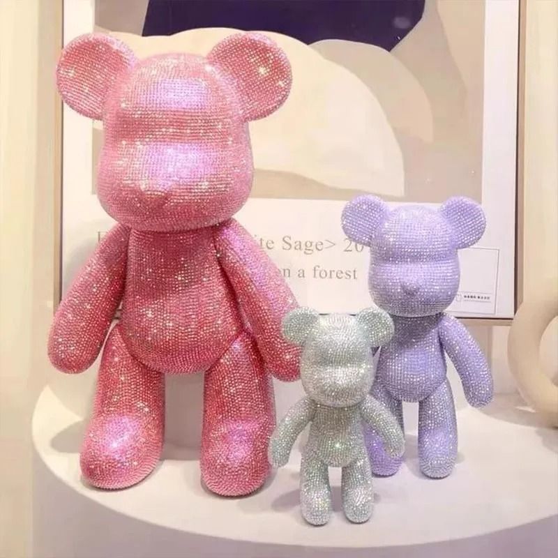 Rhinestone Crystal Bear Figure | Handcrafted Glitter Applique Doll | Executive Desktop & Creative Studio Sanctuary Decor