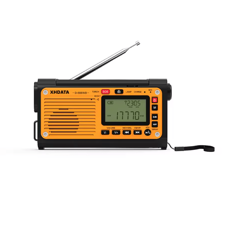 XHDATA D608WB Emergency Weather Radio with Crank Charger Bluetooth and NOAA Alert