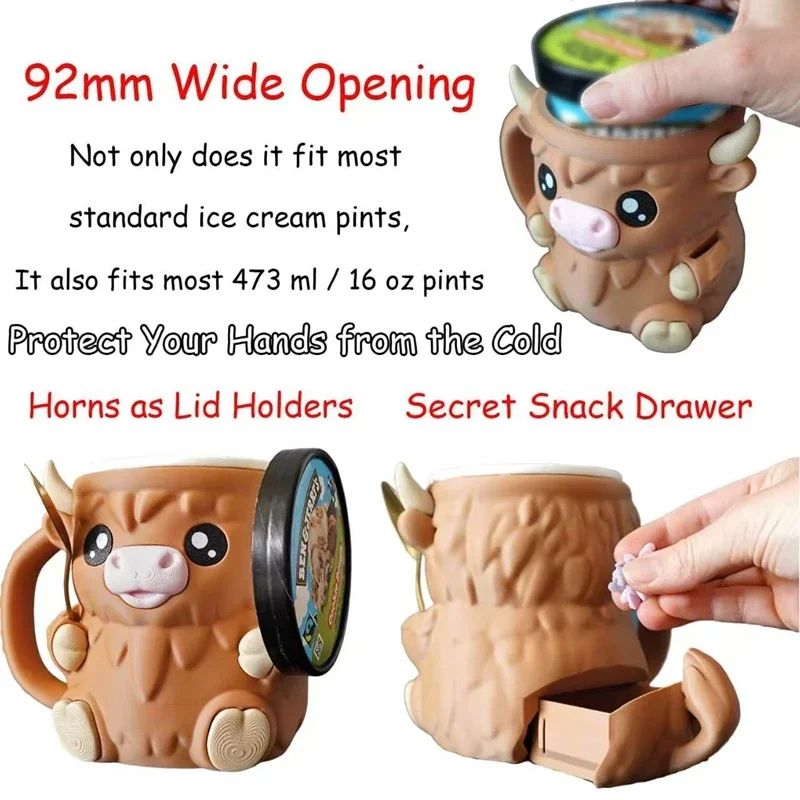 Scottish Highland Cow 3D Ceramic Coffee Mug – Cute Cartoon Kyloe Breakfast Cup Gift