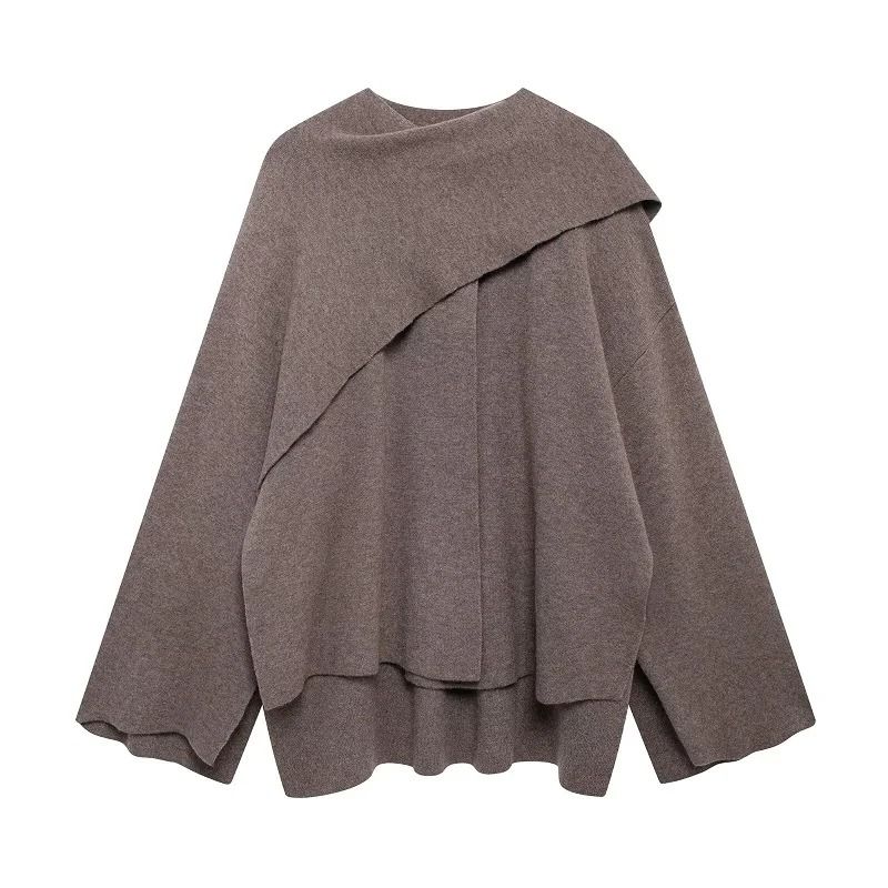 Elegant Womens Knit Cape Coat Scarf Collar Winter Poncho Cardigan