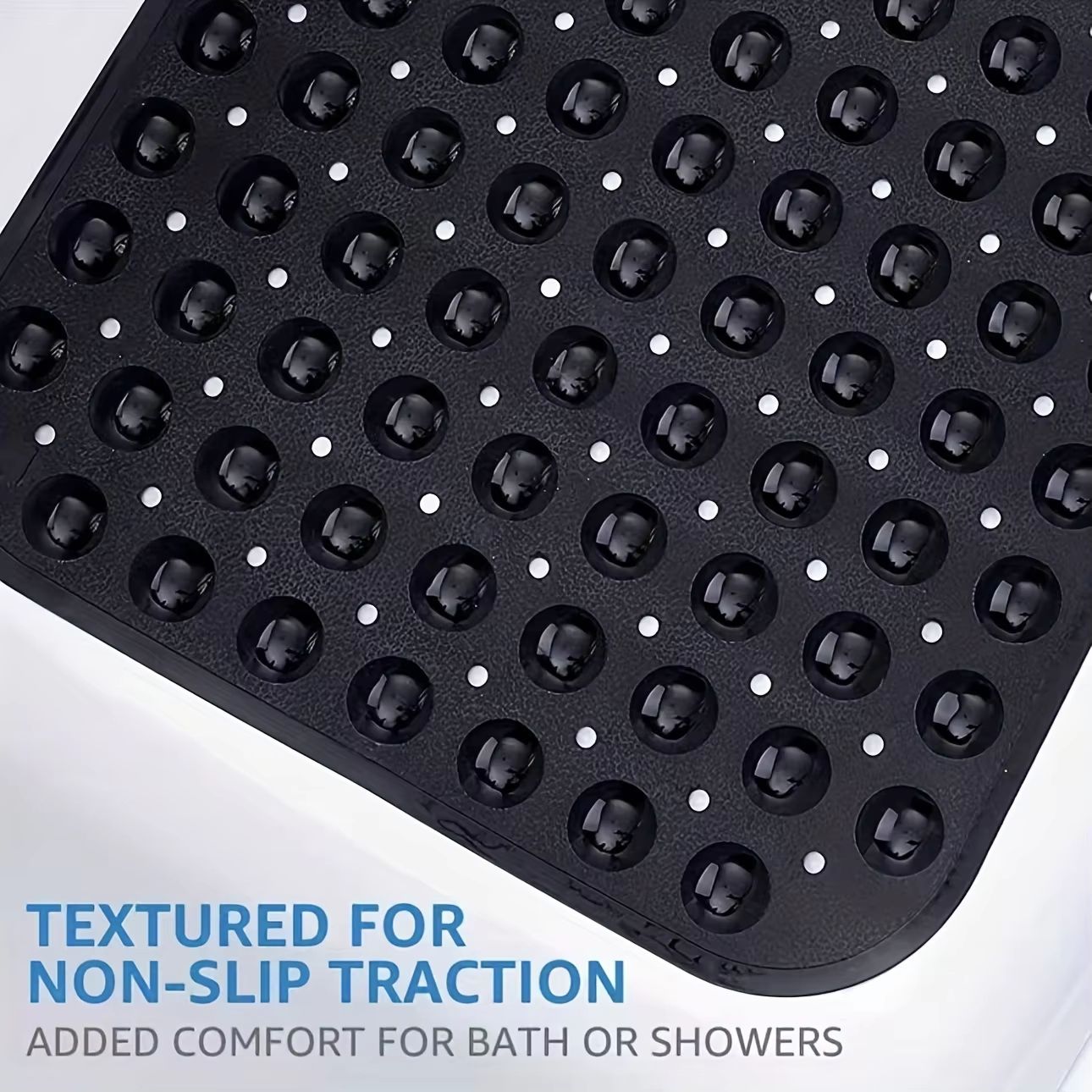 Non-Slip Shower Mat – Machine Washable Bathtub Mat with Drain Holes & Suction Cups for Bathroom Safety
