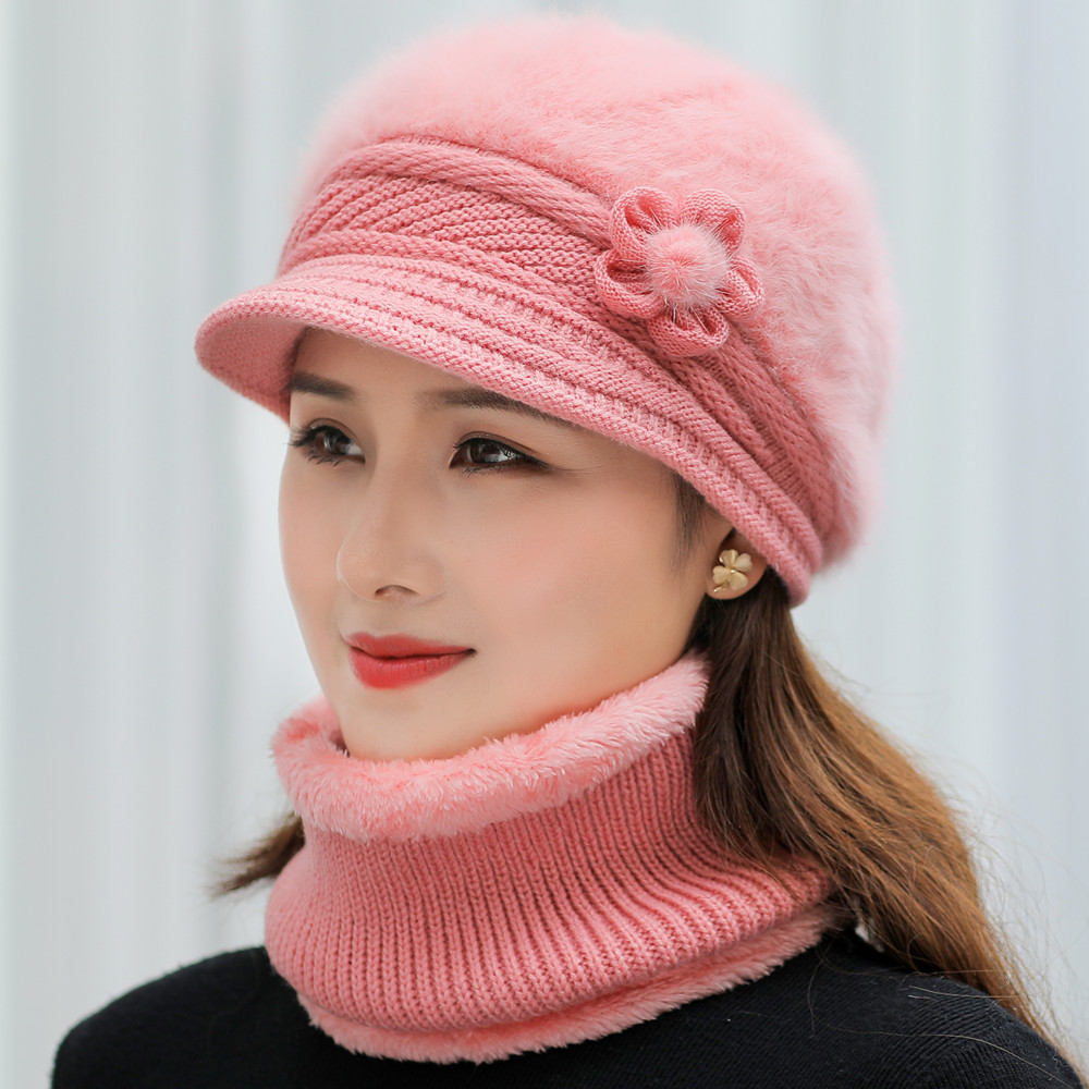 Plush Fur Lined Hat & Scarf Warm Set, Hot Sale Women Winter Hat, Keep Warm Cap