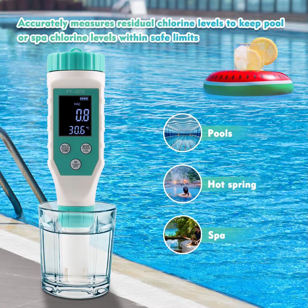7-in-1 Digital Chlorine & pH Meter – Water Quality Tester for Swimming Pools, Hot Springs & Spas