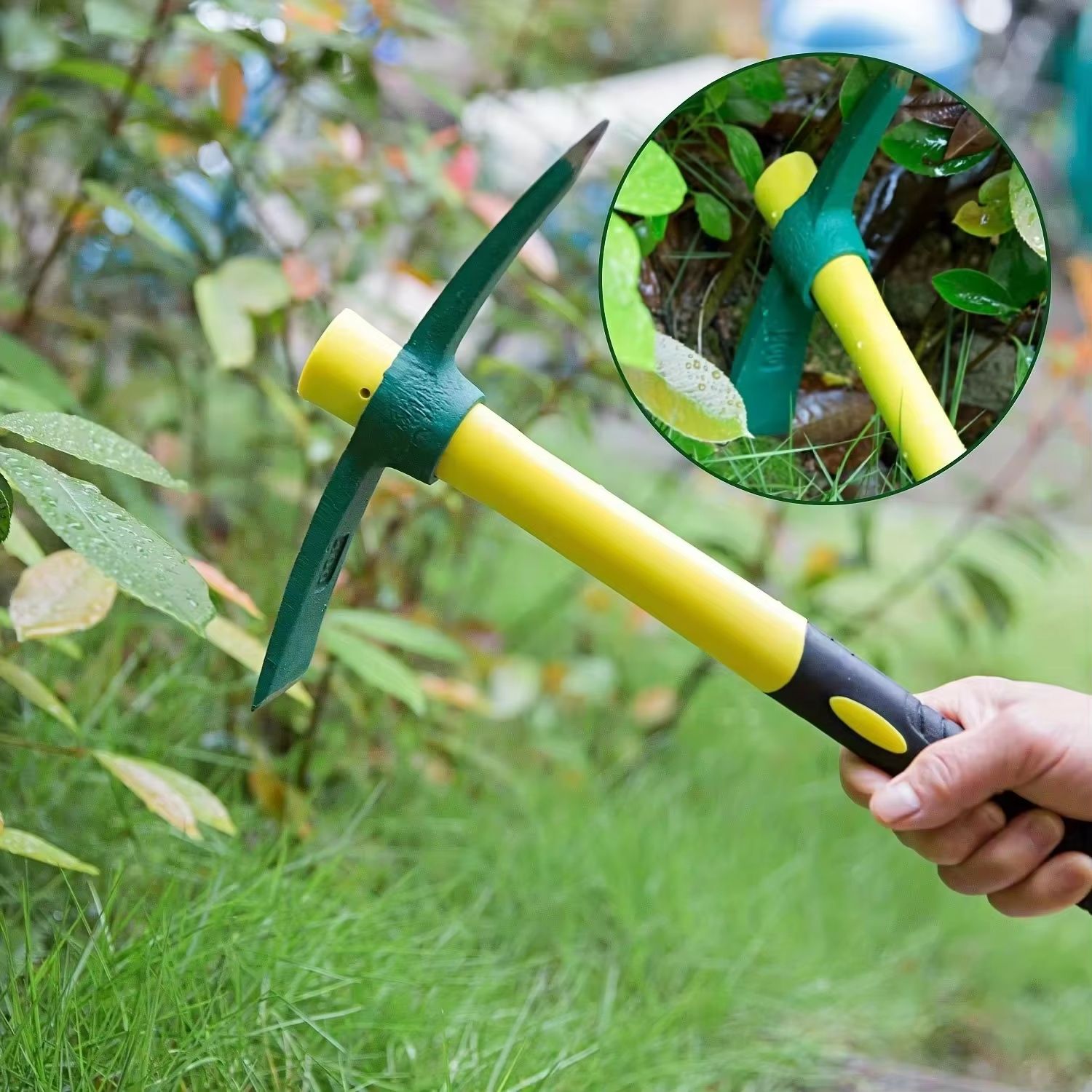 ForgeMaster Forged Weeding Garden Pick Axe with Fiberglass Handle – Heavy-Duty Soil Loosening Tool for Gardening, Campin