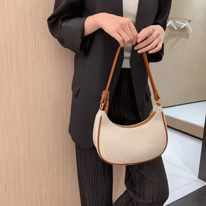 Fashionable Underarm Womens Shoulder Bag Soft PU Leather Trendy Square Handbag