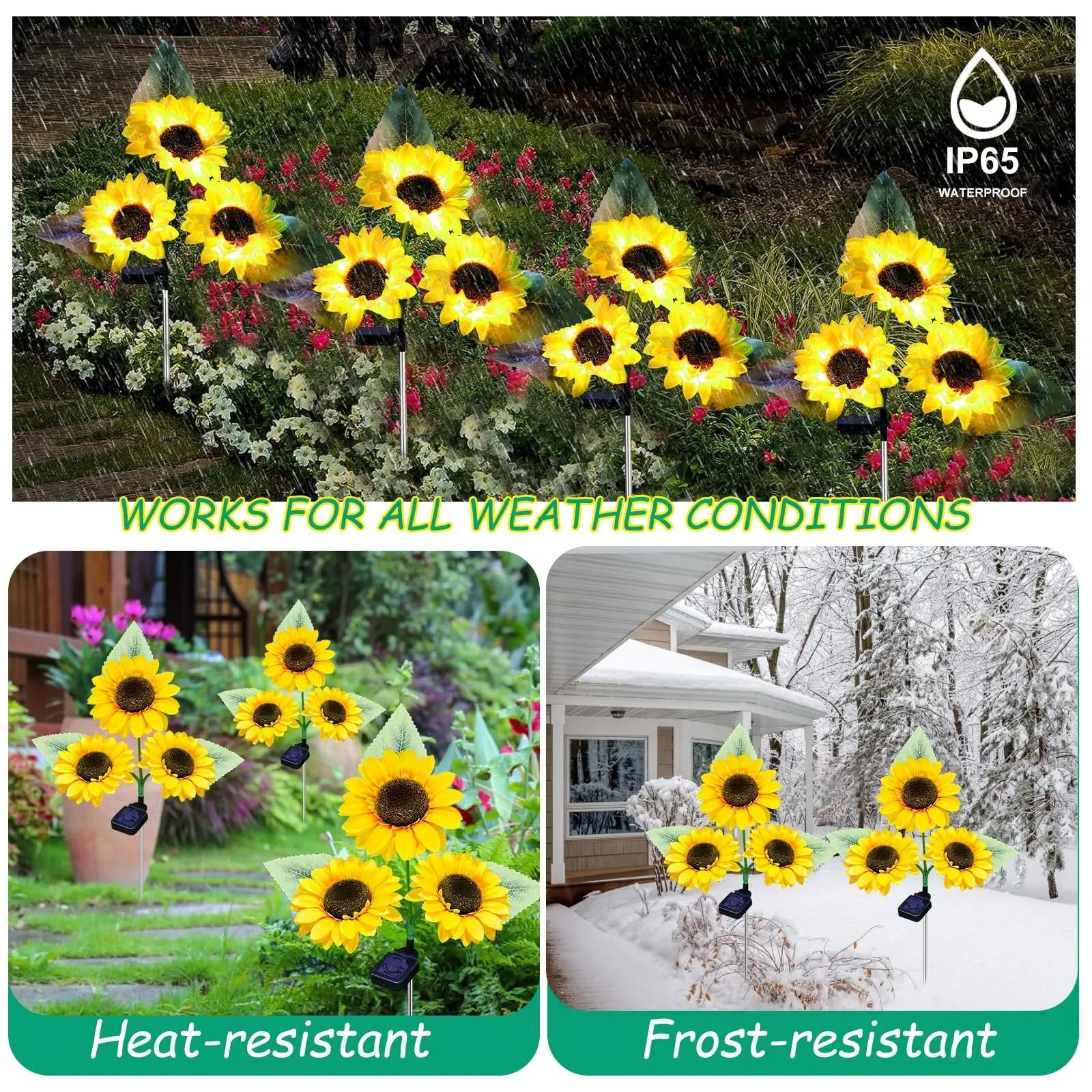 Sun-Kissed Triple Bloom Solar Stakes