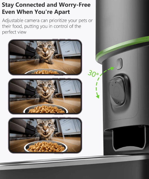 Automatic Cat Feeder Camera Pet Smart Cat Food Kibble Dispenser 2.4G/5GWiFi Tuya APP Control