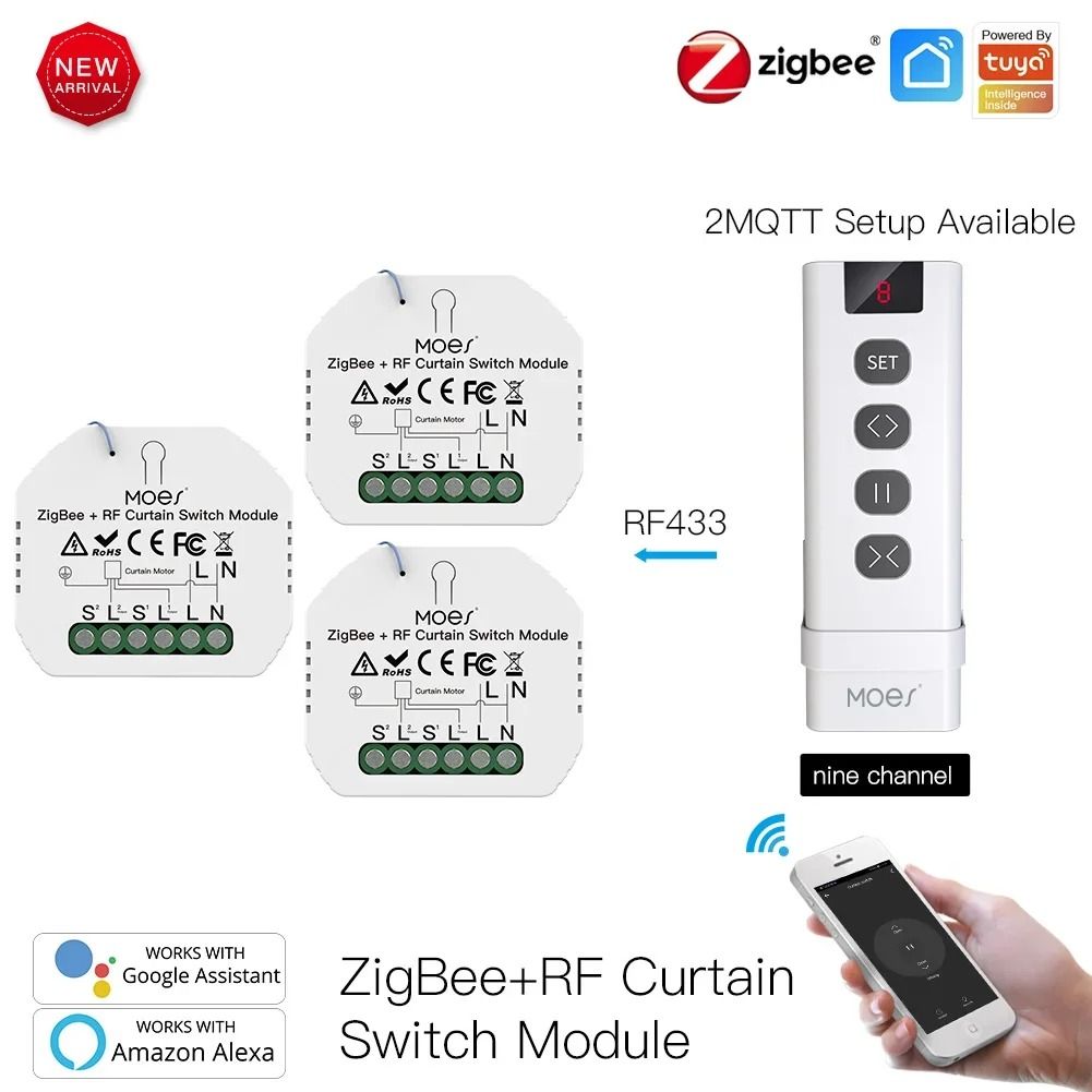Smart Curtain Switch Module with ZigBee and RF Remote Control