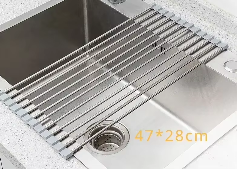 Kitchen Sink Double Bowl, Stainless Steel Inset Basket W/Drainer and Soap Dispenser
