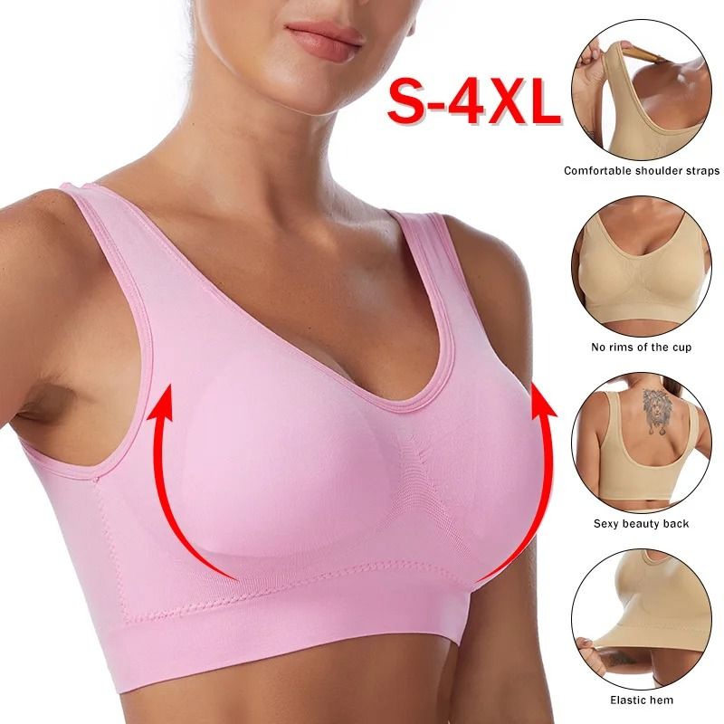 Women Plus Size Seamless Wire Free Bra with Padded Comfort Support