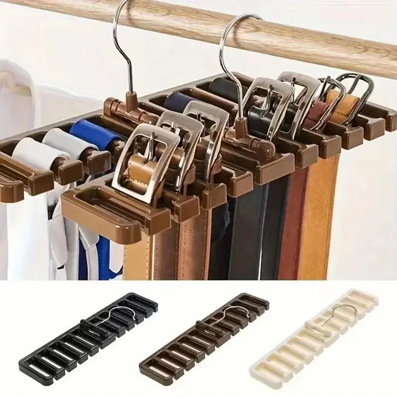 Rotating Belt and Tie Organizer Hanger for Closet Storage