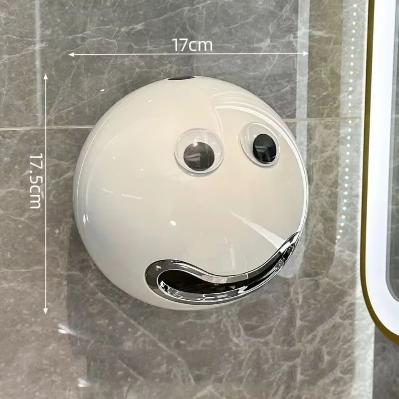 Smiling Face Waterproof Toilet Paper Holder – No-Drill Wall Mount