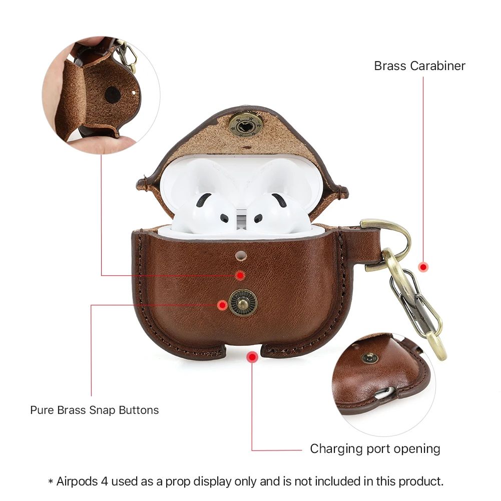 Premium AirPods 4 leather case in Genuine Leather Protective Cover