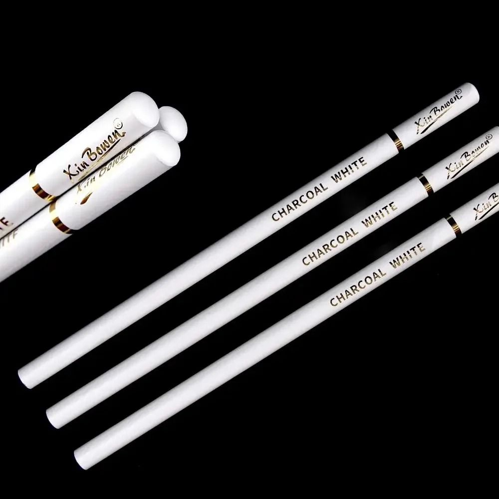 3PCS Professional White Charcoal Pencils Sketch Highlight Drawing Shading Blending Art Supplies