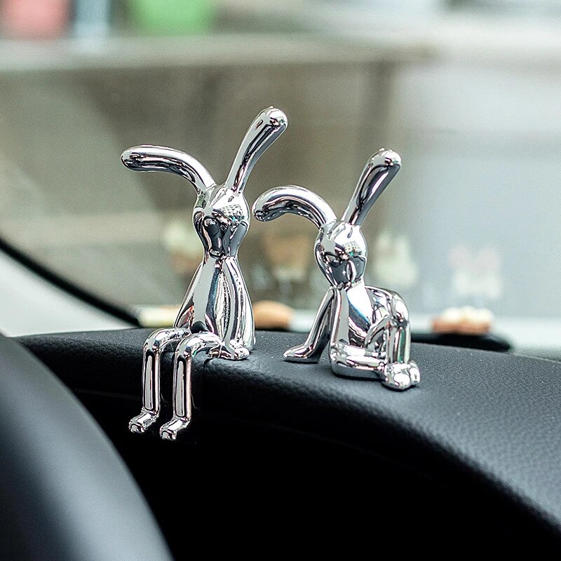 Cute Rabbit Figurine Set Cartoon Double Bunny Home Decor Desk Ornament