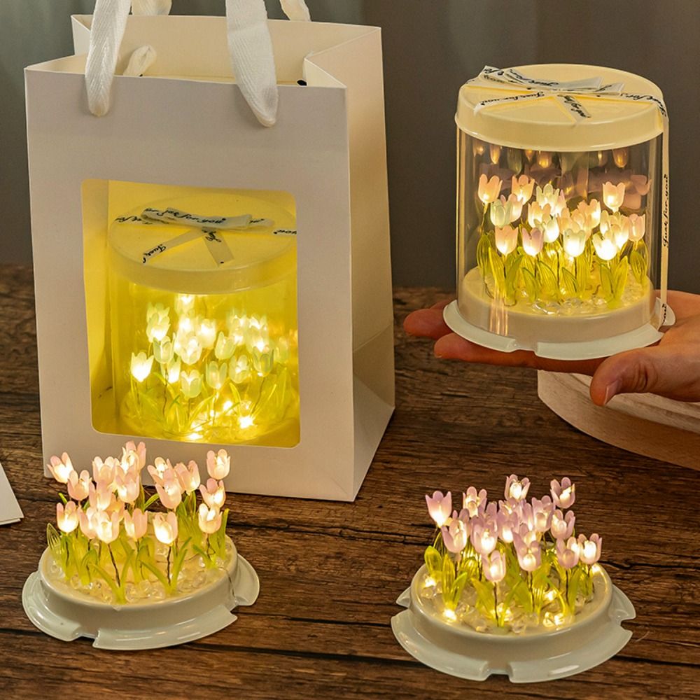 Handmade Unfinished Products Mini Tulip Night Lamp Cute DIY Tulip Night Light Small Night Light Birthday Gift