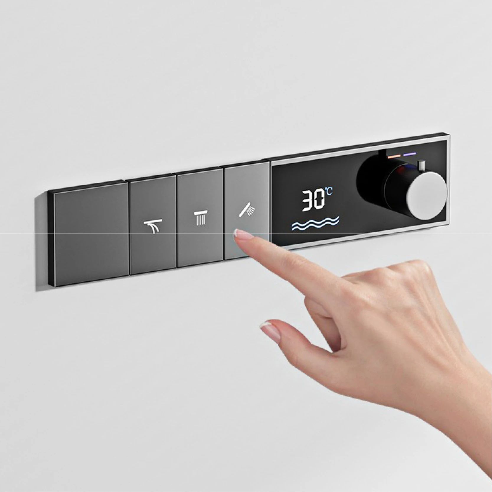 Luxury Thermostatic LED Shower System with Ceiling Waterfall & 3 Spray Modes