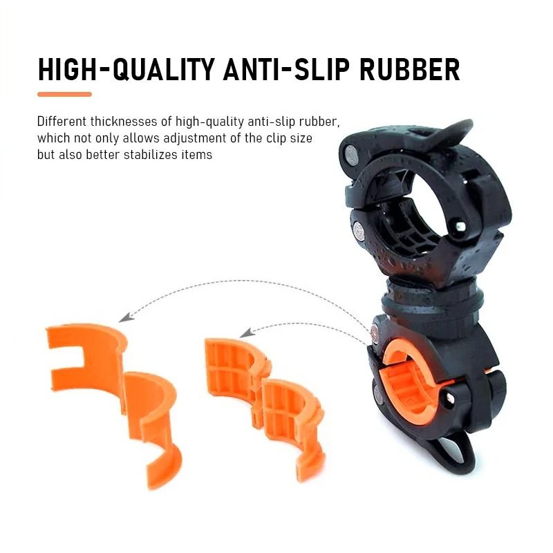 360 Rotatable Bicycle Flashlight Holder and Quick-Release Headlight Mount
