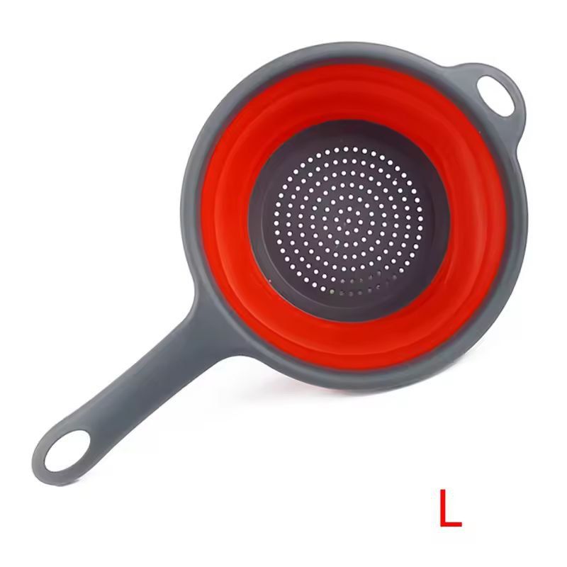 Silicone Collapsible Kitchen Colander – Space-Saving Pasta & Veggie Strainer with Handle