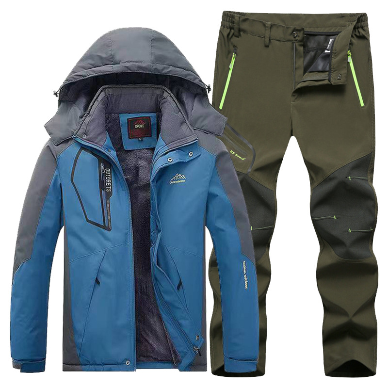 Men's Ski Suit, Windproof Waterproof Winter Ski Wear, Handsome Outdoor Sports Suit for Warmth