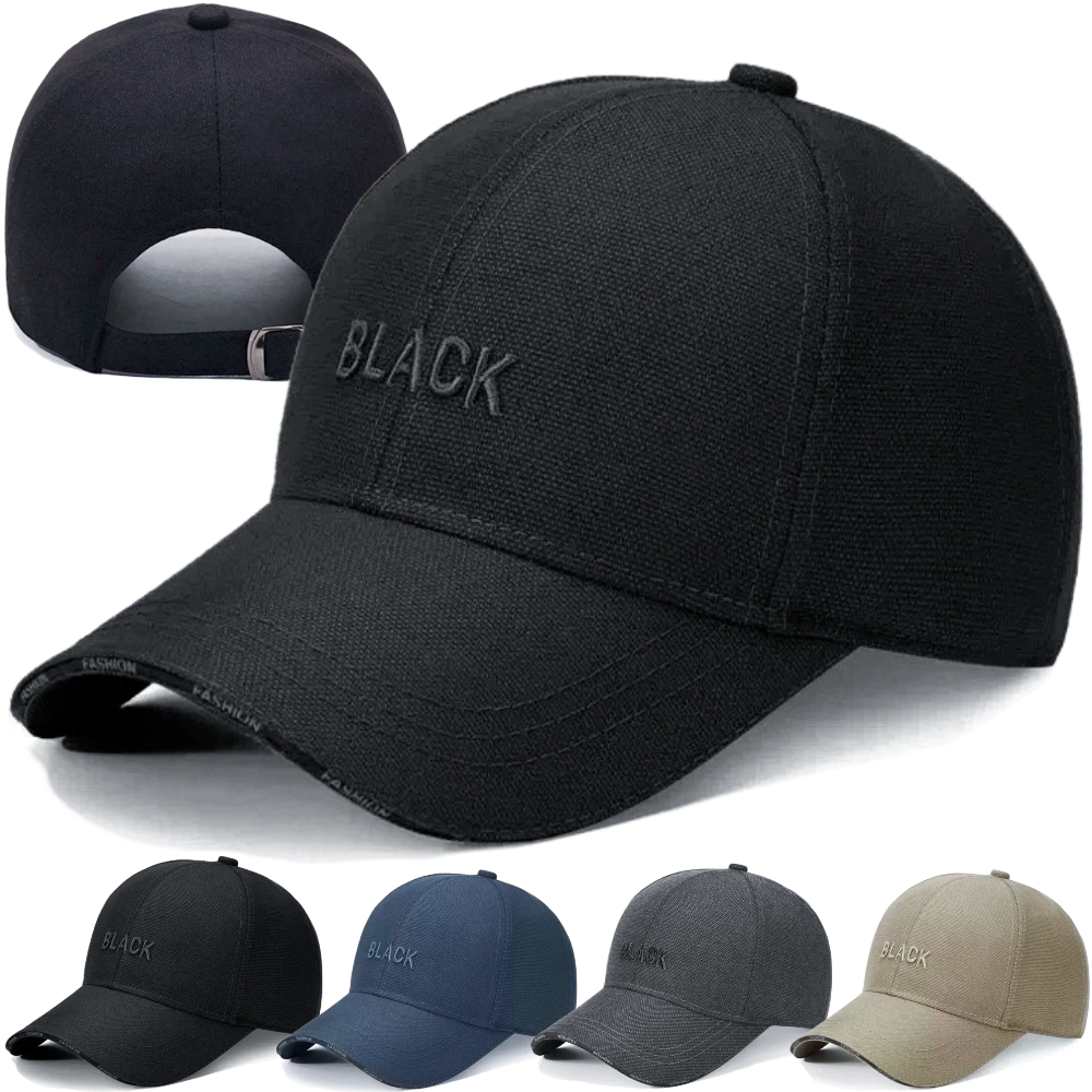 Classic Black Embroidered Baseball Cap, Unisex Summer Hat for Outdoor Sports & Daily Wear