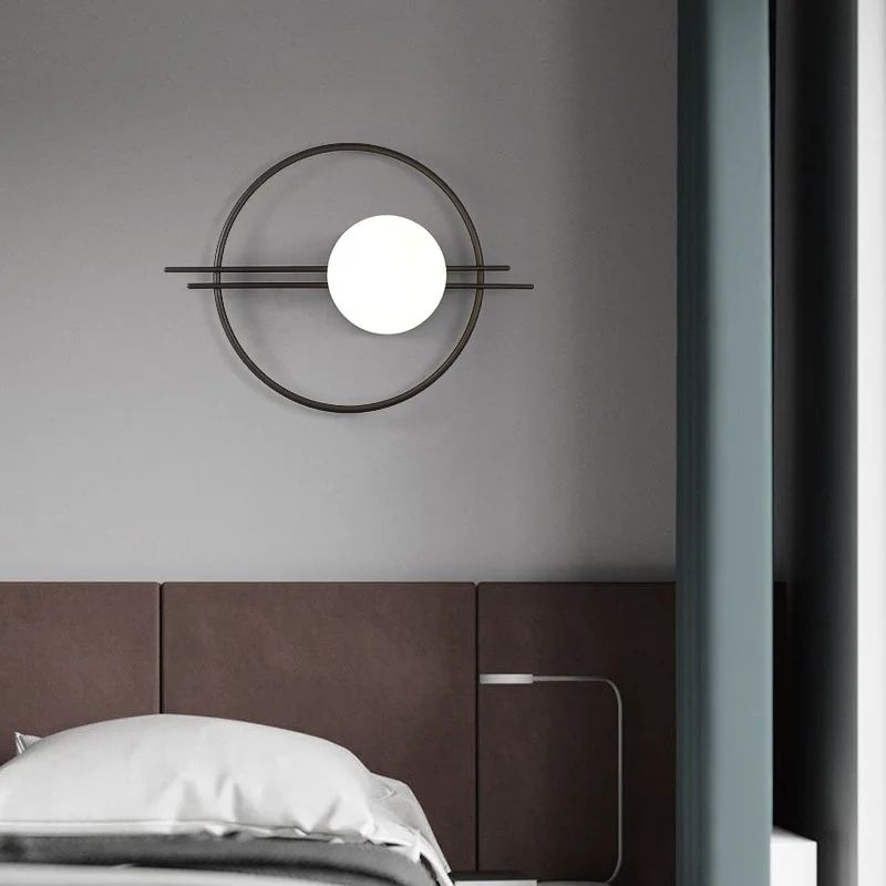 Modern Gold & Black LED Wall Sconce – Minimalist Round Accent Light for Bedroom & Living Room