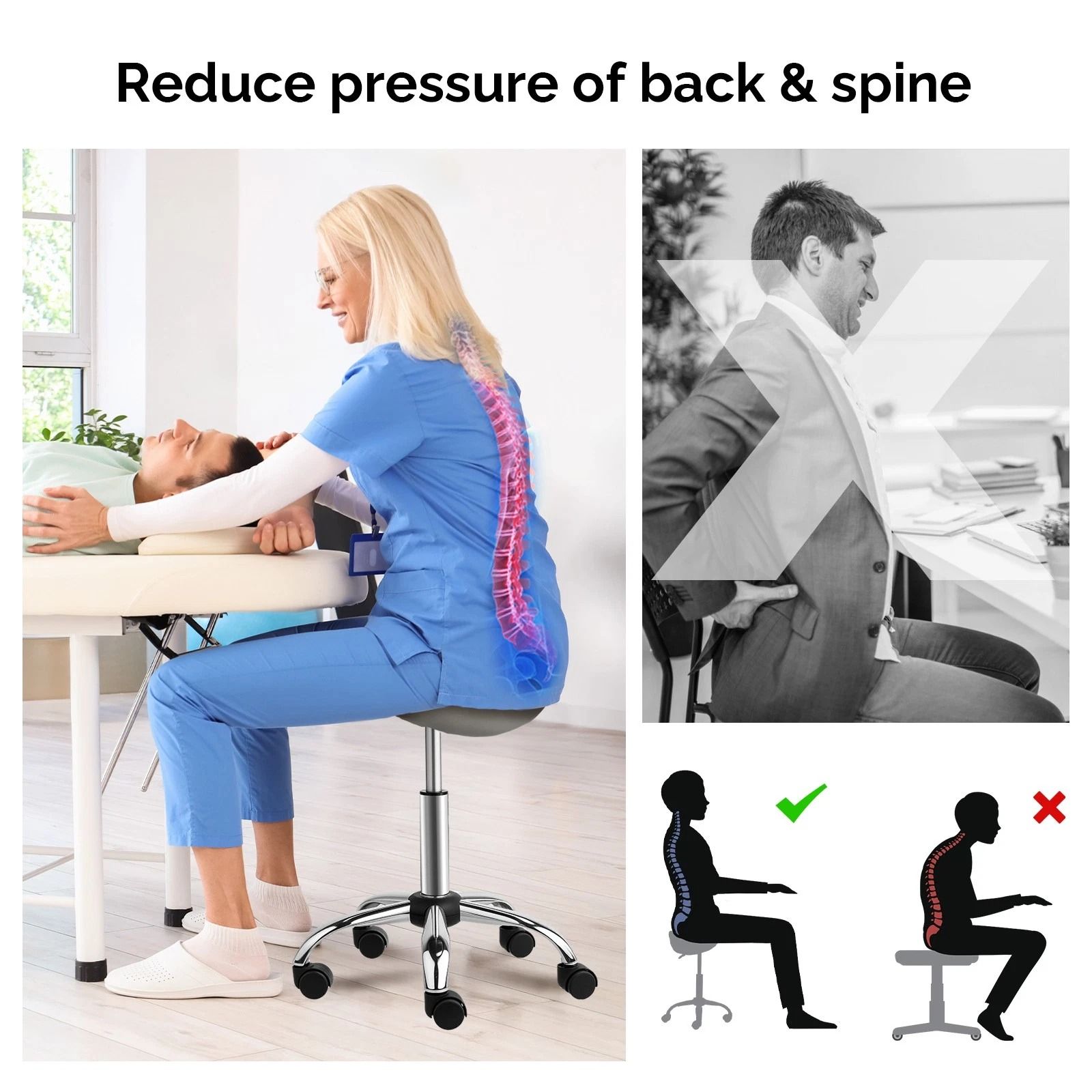 Adjustable Saddle Stool Rolling Chair – Hydraulic Stylist Cutting Stool for Salon & Office Use