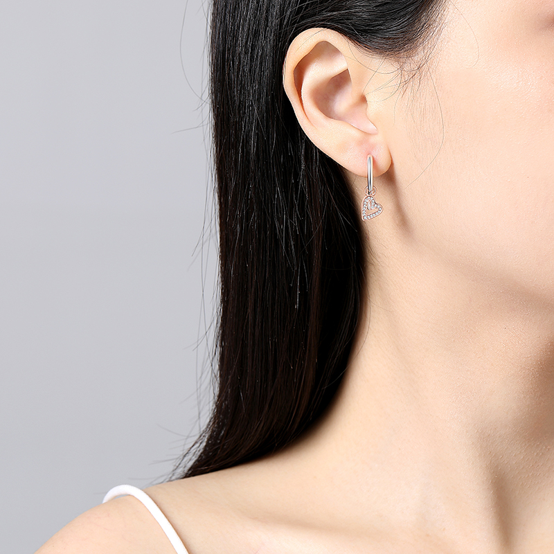 Sterling Silver Earrings Stud Hoop Crystal Earrings for Women, Rose Gold Crown Heart Infinity Bee Earrings