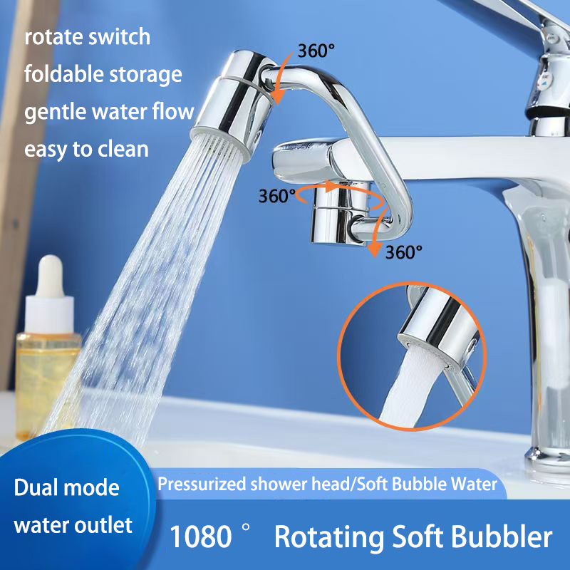 Universal Faucet Extender, Multi Functional Washbasin U Shaped Anti Splash Rotating Sink Head