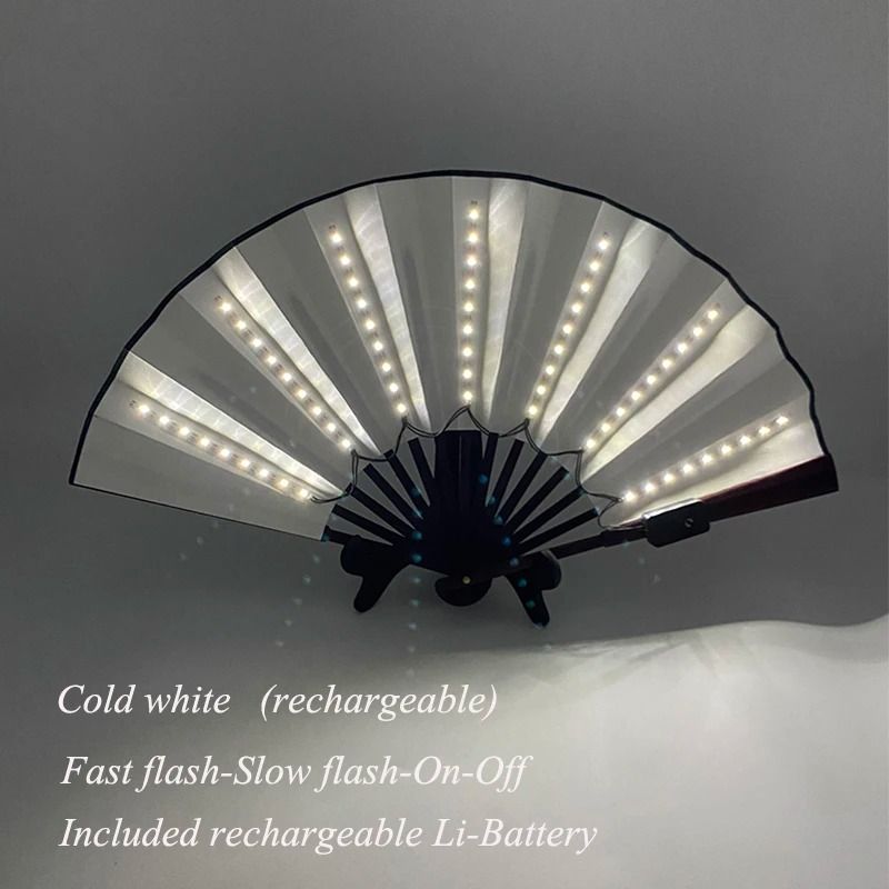 LED Folding Fan Light Up Hand Fan Glowing Party Festival Fan
