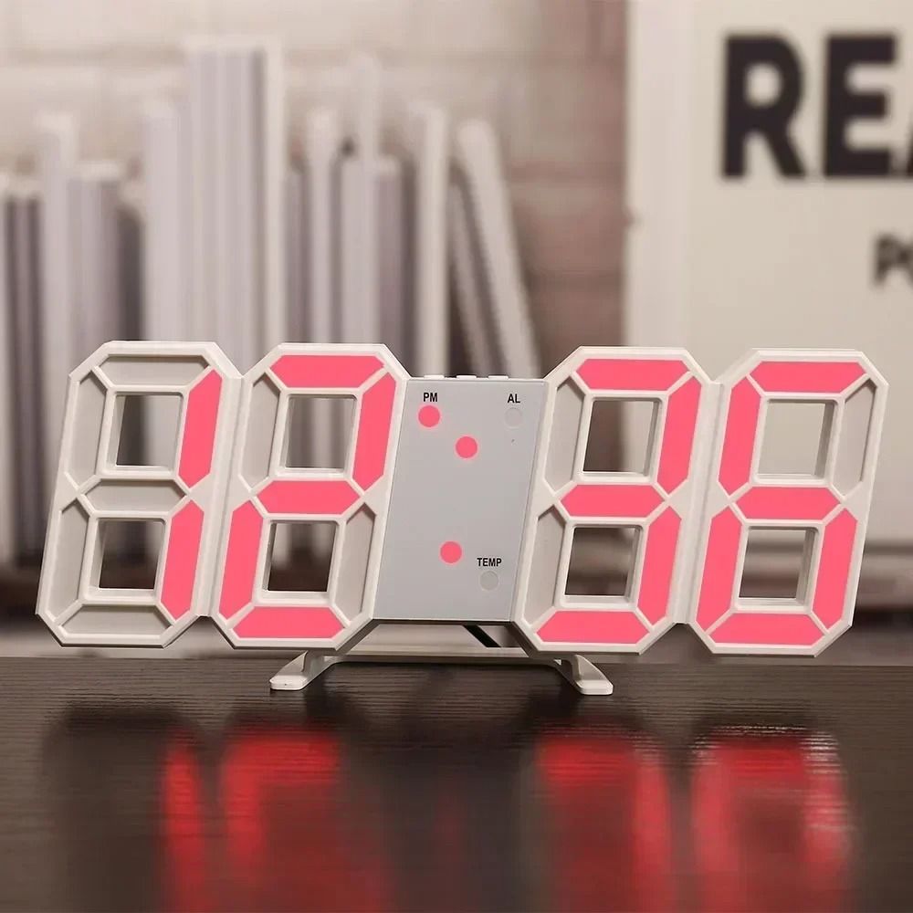 3D LED Wall Clock Digital Display with Night Glow and Adjustable Brightness