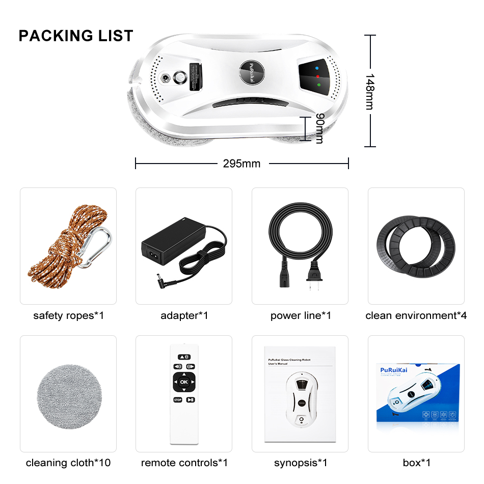 Ultra Thin Window Cleaning Robot, Electric Glass Robot Vacuum, Remote Control Home Cleaner