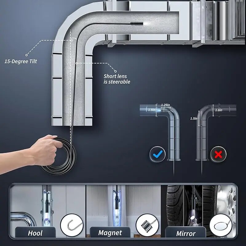 Dual & Single Lens Endoscope Camera, 1080P HD, 4.3