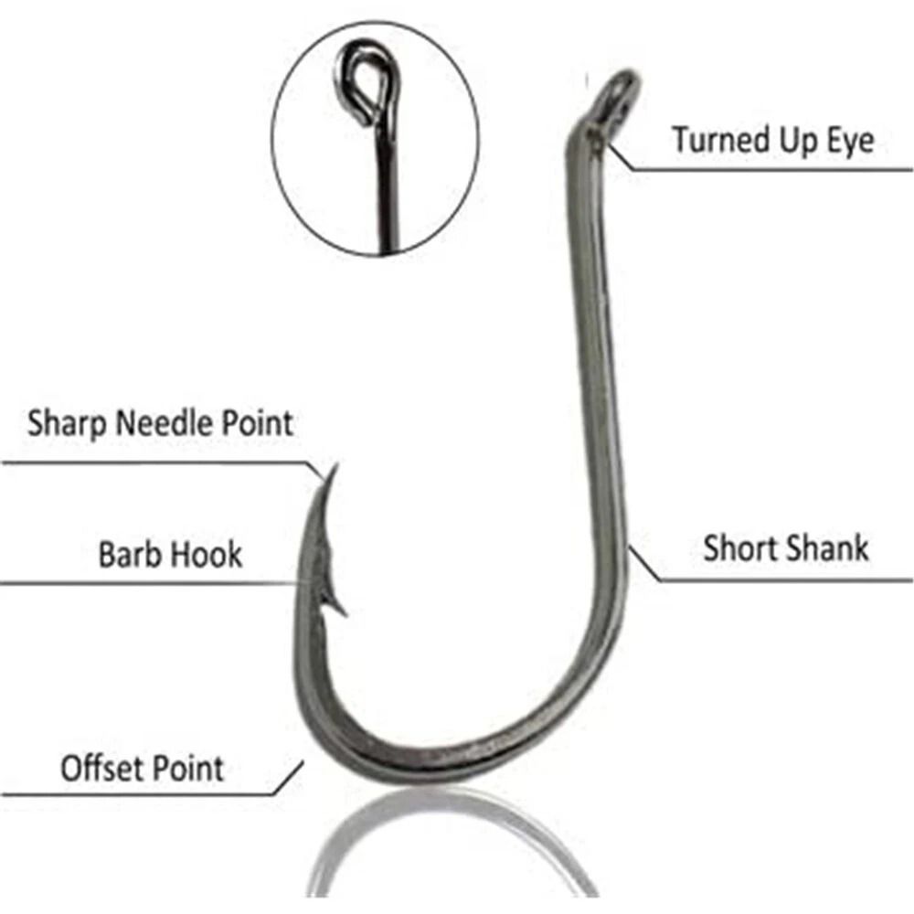 Black High Carbon Steel Offset Circle Fishing Hooks Premium Quality