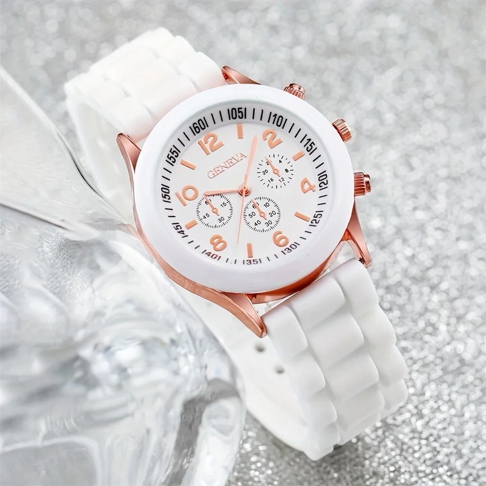 Luxury Couple Watch Set Quartz Matching Watches Silicone Strap Wristwatch Gift Set