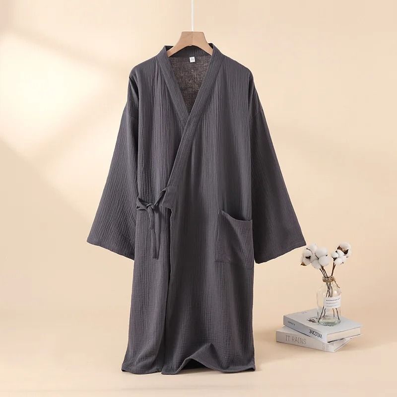 Thin Cotton Yarn Kimono Robes – Professional Couple's Bathrobe & Breathable Tied Cardigan Sleepwear