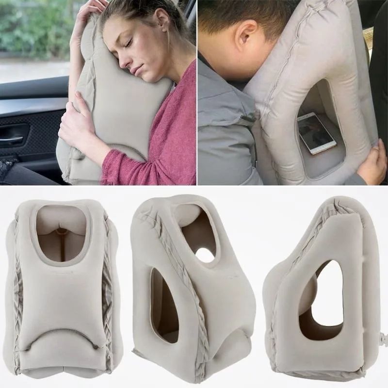Premium Inflatable Travel Pillow & Airplane Neck Pillow Support Cushion
