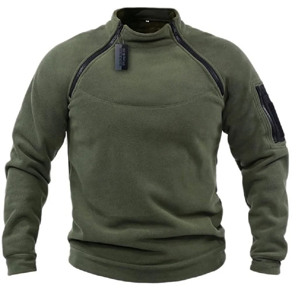 Men Tactical Outdoor Fleece Jacket Warm Windproof Thermal Hiking Pullover
