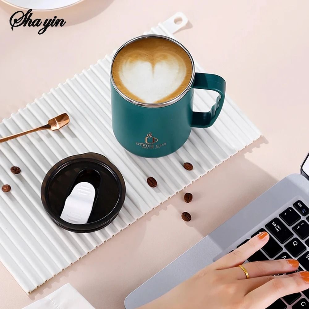 Stainless Steel Water Bottle Insulated Coffee Mug Double Wall Thermal Cup with Handle and Lid