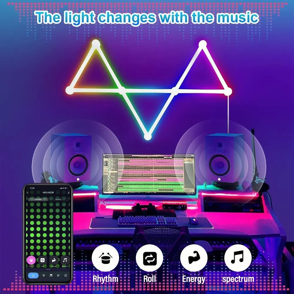 RGB Smart Wall Light Panels with Bluetooth Sound Control