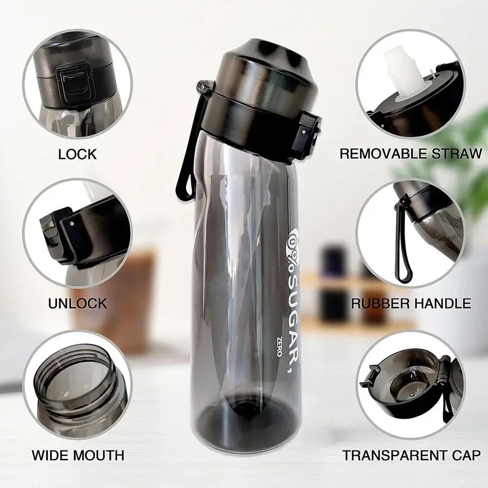 Scented Water Bottle 650ml with Fruit Fragrance Pods - BPA Free Sports Bottle for Sugar-Free Hydration