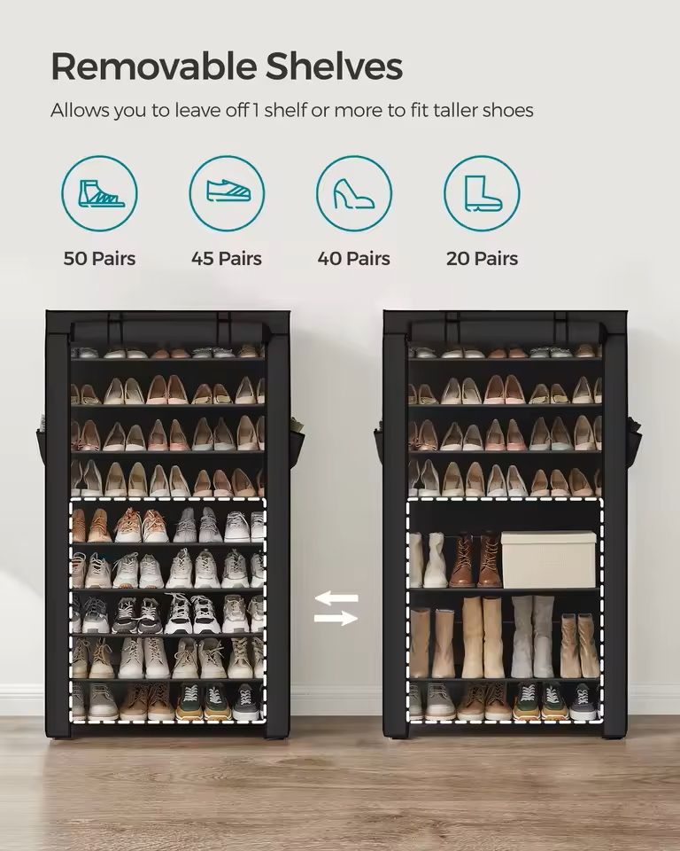 9-Tier Covered Shoe Rack Organizer for 40–50 Pairs