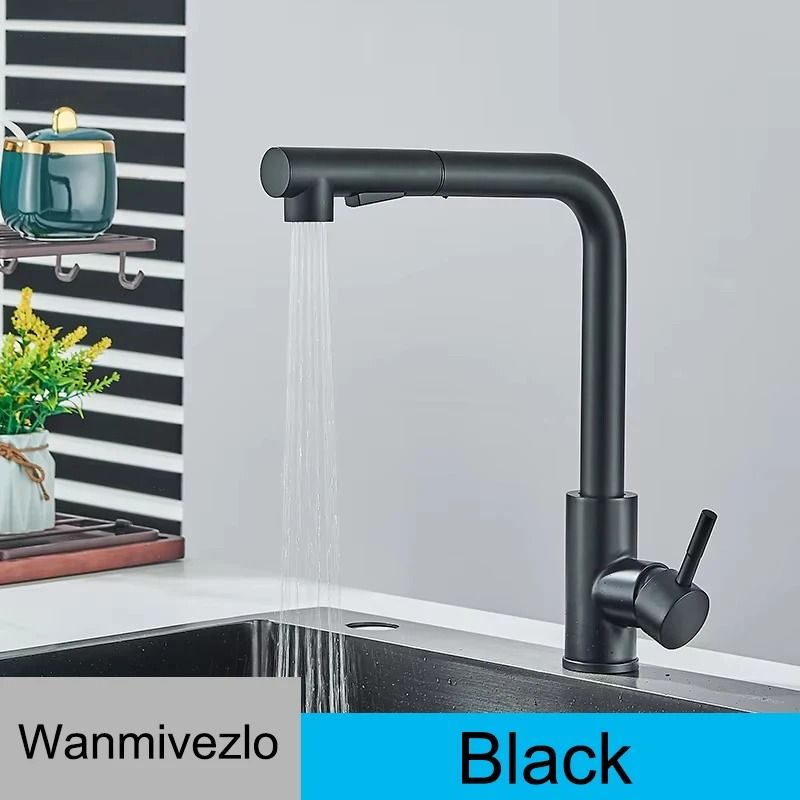 Pull Out kitchen sink faucet Stainless Steel Hot Cold Mixer Tap with Two Mode Sprayer