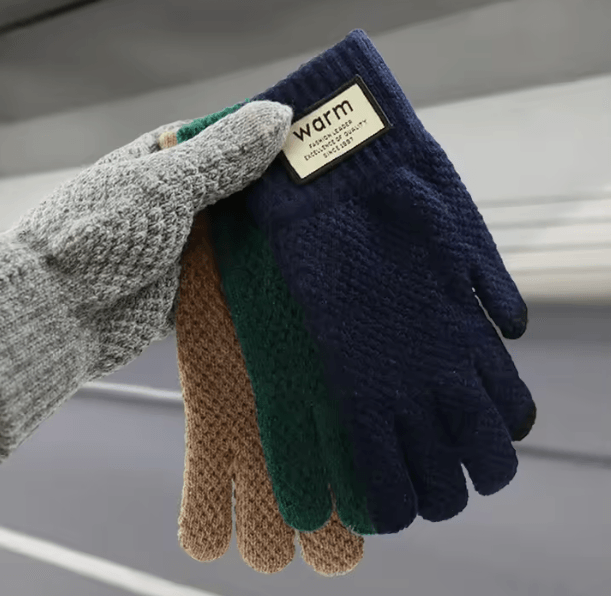 Touchscreen Fleece-Lined Winter Gloves – Warm Unisex Cold-Proof Knitted Gloves for Cycling & Daily Wear