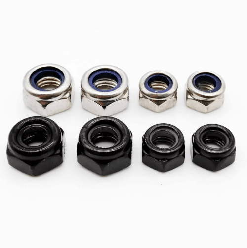 304 Stainless Steel Lock Nuts – Black Hex Nylon Insert Lock Nuts (M2–M16)