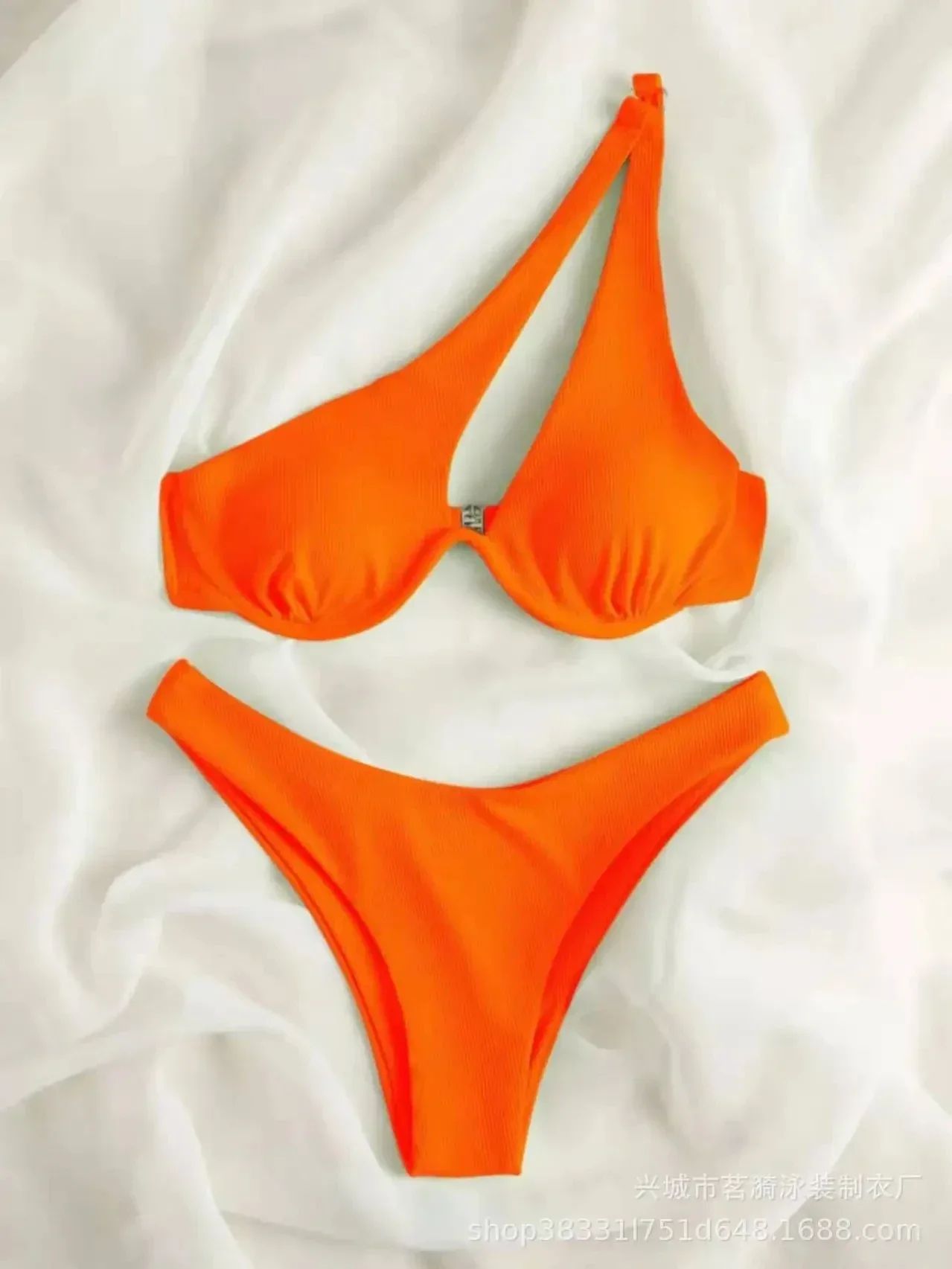 One Shoulder Cut Out Push Up Bikini Set