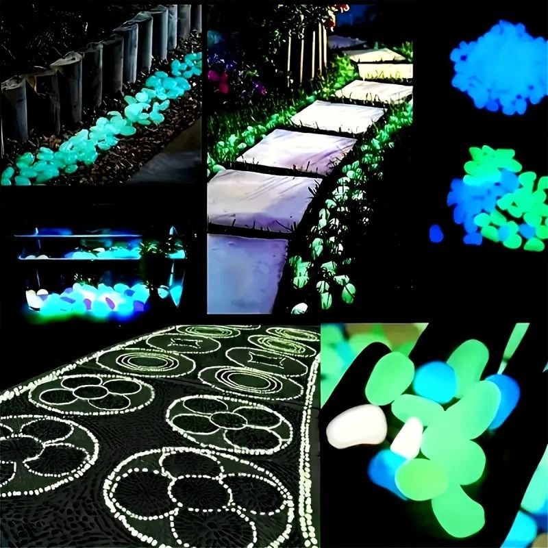 Resin Glow In The Dark Pebbles for Garden, Pathway & Aquarium, Luminous Outdoor Stones