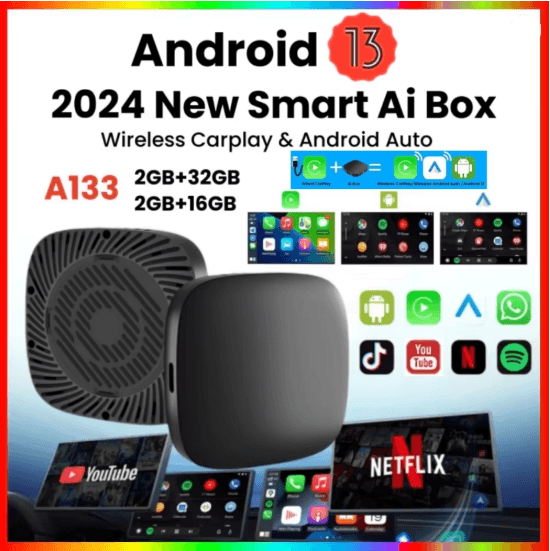 Android 13 CarPlay AI Box with Wireless Android Auto and Smart Streaming