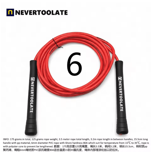 NeverTooLate PVC Fitness Skip Rope – Strong PVC skip rope with Long Handles