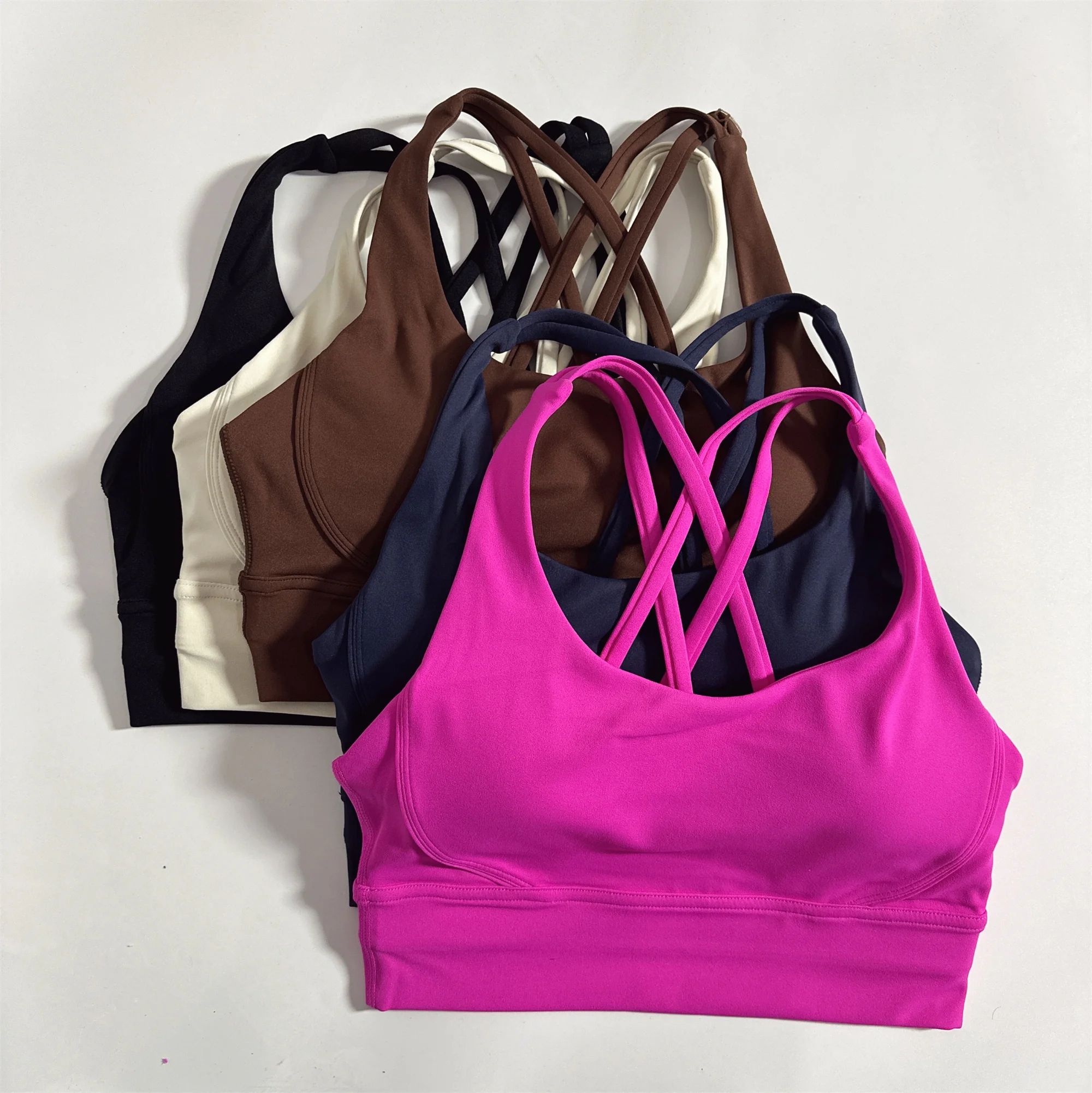 Performance Cross Back Sports Bra – Supportive Women Fitness Bra with Push-Up Chest Pads